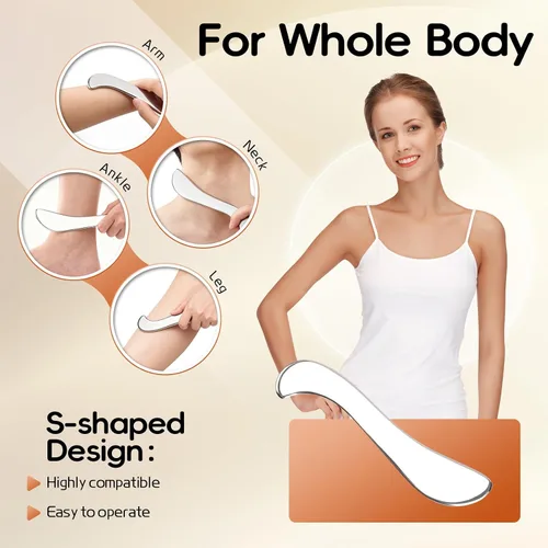 Vista 3 de Herramienta médica de raspador muscular Gua Sha de acero
