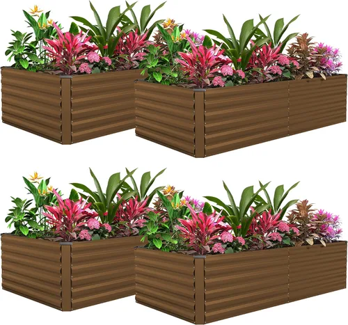 Vista 16 de Cama de jardín elevada con enrejado de arco para plantas trepadoras, cama de jardín elevada galvanizada, jardineras al aire libre para verduras