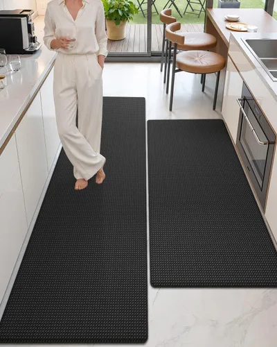 Vista 37 de Color&Geometry - Alfombras de cocina antideslizantes e impermeables Alfombra de cocina acolchada Alfombra antifatiga para pararse de 30 x 18 Verde