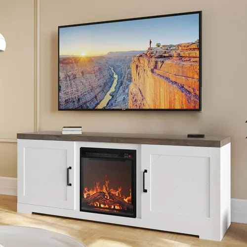 Vista 14 de BELLEZE Hilo 58" puerta de granero TV consola para televisores de hasta 65" Espresso