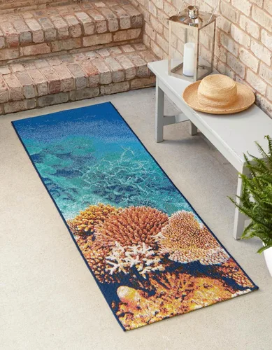Vista 12 de Unique Loom Outdoor Coastal Collection - Alfombra rectangular de 2 x 3 pies 1 pulgada, multicolor y marfil