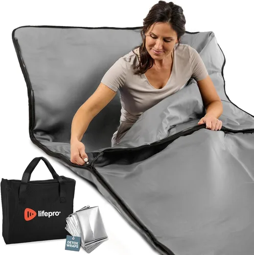 Vista 10 de Manta de sauna infrarroja LifePro para desintoxicación y relajación – Sauna portátil de infrarrojos lejanos para el hogar para desintoxicación