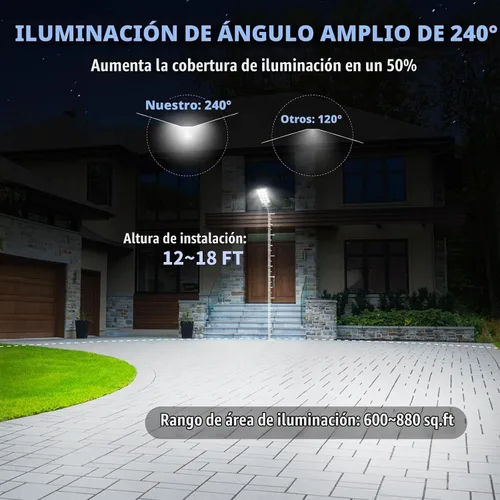 Vista 5 de Luces solares para exteriores, paquete de 2 luces solares para exteriores, impermeables, del atardecer al amanecer, 60000 lúmenes, 6500 K, luces