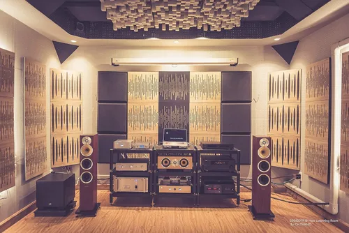 Vista 7 de Panel acústico difuso de absorción de sonido, «onda» para estudio de grabación Laminado en madera, (paquete de 4): (Negro)