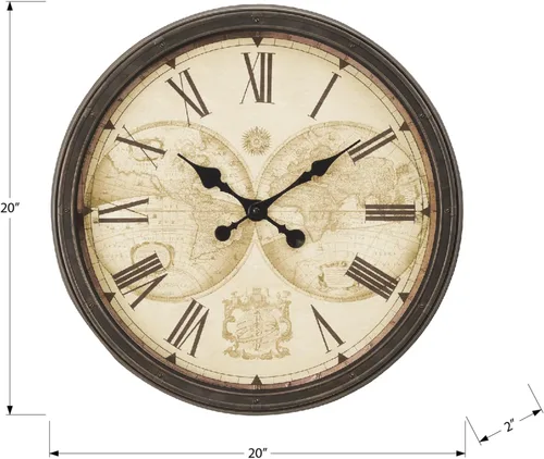 Vista 3 de Monarch Specialties I 9048 Relojes, 20" redondo, reloj de pared, marrón antiguo, de transición