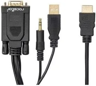 Vista 2 de Rocstor Cable convertidor VGA a HDMI de 6 pies con soporte de alimentación y audio M/M, compatible con computadoras, PC, computadora de escritorio