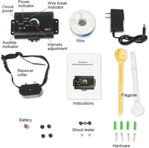 Vista 3 de Cerca eléctrica para perros, collar de entrenamiento impermeable y funciona con pilas, sistema de contención de valla para perros sobre el suelo