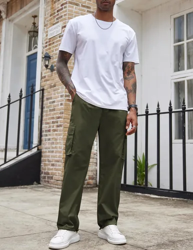 Vista 4 de COOFANDY Men's Casual Cargo Pants Cotton Drawstring Athletic Jogger Sweatpants
