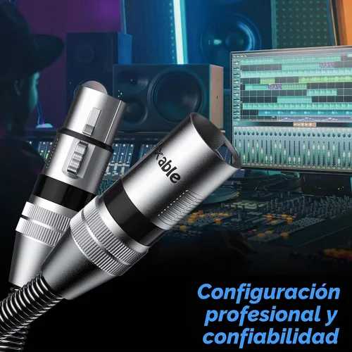 Vista 6 de Kxable - Cable de micrófono XLR 1 pie, XLR macho a hembra, cable de micrófono equilibrado de 3 pines, cable de altavoces blindado, conectores