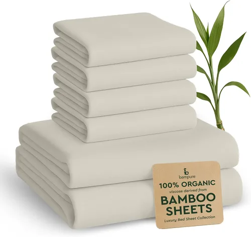 Vista 34 de BAMPURE Juego de sábanas tamaño Queen, 100% viscosa pura derivada de bambú, sábanas súper suaves y refrescantes para personas que duermen con calor