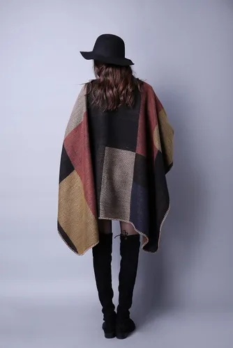 Vista 5 de Lacavocor - Chal abrigado para mujer, abrigo de invierno, poncho abierto adelante, suéter estilo cárdigan