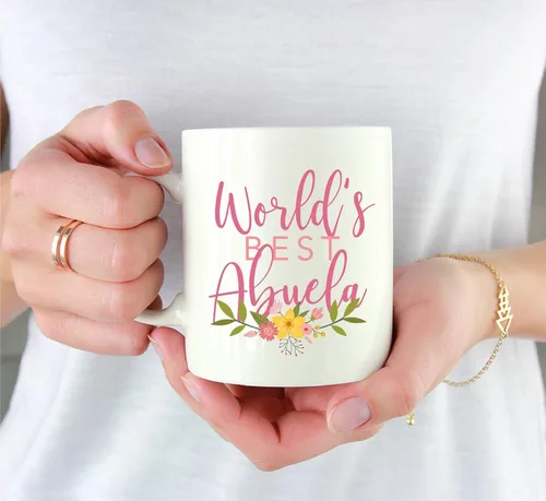 Vista 3 de Andaz Press Taza de café de 11 oz, regalo de broma de la mejor abbuela del mundo, diseño floral, paquete de 1