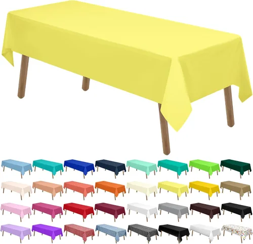 Vista 10 de Manteles de Plástico Azul Claro Paquete de 2 Cubiertas de Mesa Desechables 54 x 108 Pulgadas Manteles para Baby Shower Fiesta PEVA Manteles Azul