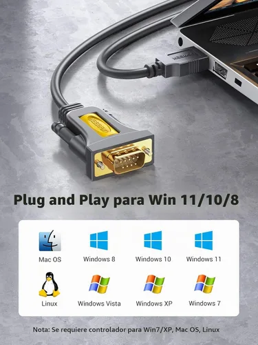 Vista 4 de UGREEN - Adaptador USB a serie DB9 macho de 9 pines de 3 pies, RS232 a cable USB con chipset PL2303, chaqueta de PVC, para Windows 11 10 8.1 8 7