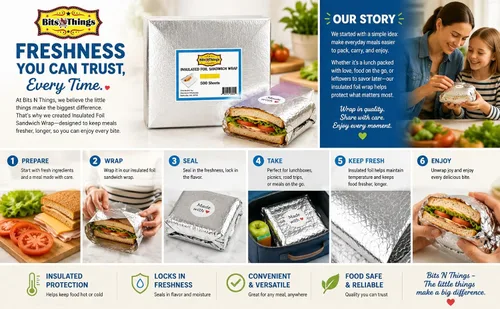 Vista 4 de Hojas aisladas de papel de aluminio para sándwich de 10.75 x 14 pulgadas (500 unidades) Papel de aluminio para sándwiches, suburguesas