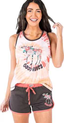 Vista 13 de Lazy One - Pijamas a juego para mujer, lindo conjunto de shorts y camiseta sin mangas, pijamas de verano Oso en Am