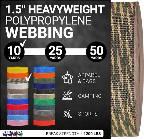 Vista 26 de Strapworks Heavyweight Polypropylene Webbing - Heavy Duty Poly Strapping for Outdoor DIY Gear Repair, 1.5 Inches