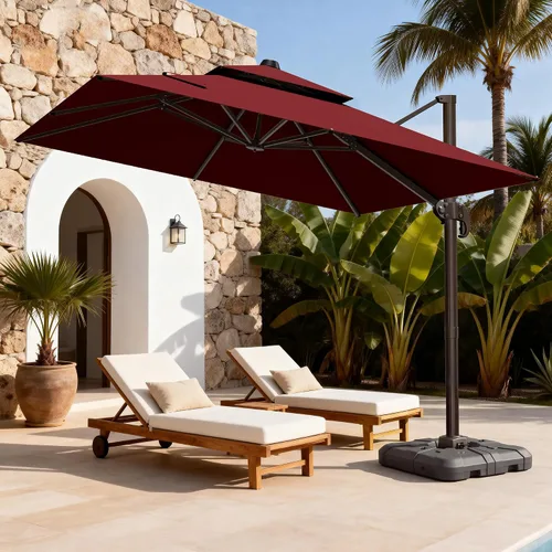 Vista 72 de Sombrilla de 10 x 13 pies para exteriores, sombrilla grande rectangular con viga voladiza, resistente, con rotación de 360°, sombrilla con Beige
