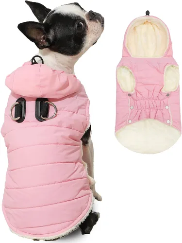 Vista 25 de vecomfy - Sudadera con capucha para perro, forro polar y algodón, extra cálida, para invierno, chaqueta para perro pequeño, abrigos con capucha