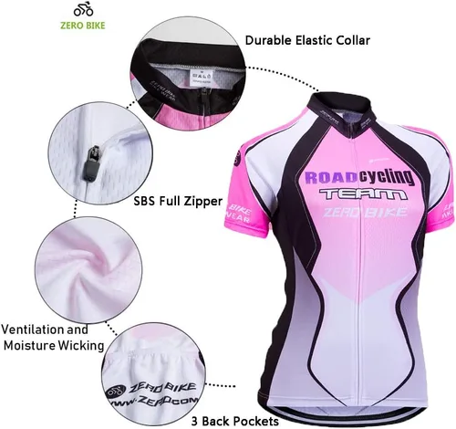 Vista 33 de Jersey de ciclismo para mujer, de manga corta, secado rápido, transpirable, para montaña.