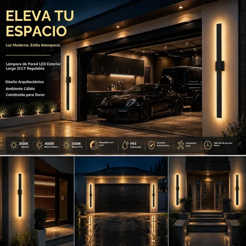Vista 7 de 2Pack Modern Outdoor Wall Lights Dimmable,23.6" Linear Led Exterior Wall Light,3CCT, Aluminum& PC,IP65-Waterproof, Long Exterior Lighting Fixtures