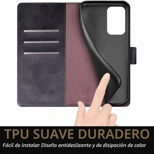 Vista 5 de SUANPOT Funda de cuero tipo cartera para Samsung Galaxy A53 5G con tarjetero RFID con tapa para teléfono con tapa folio libro a prueba de golpes