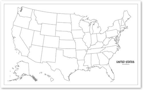 Vista 4 de Paquete de 4 pósteres en blanco de mapa de Estados Unidos y del mundo + mapas del mundo y Estados Unidos [océano azul] (laminado, 18 x 29 pulgadas)