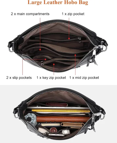 Vista 5 de Over Earth Bolsos y bolsos Hobo para mujer de cuero auténtico bolso cruzado