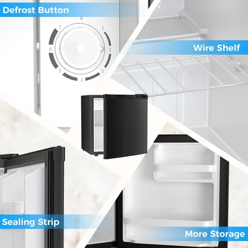 Vista 3 de Antarctic Star Mini refrigerador de 1.6 pies cúbicos con congelador, refrigerador pequeño y compacto con puerta reversible individual, estantes