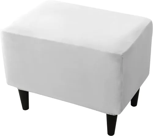 Vista 12 de CONRUSER Fundas elásticas para otomanas, fundas otomanas de terciopelo suave, fundas rectangulares pequeñas para taburete de almacenamiento, funda