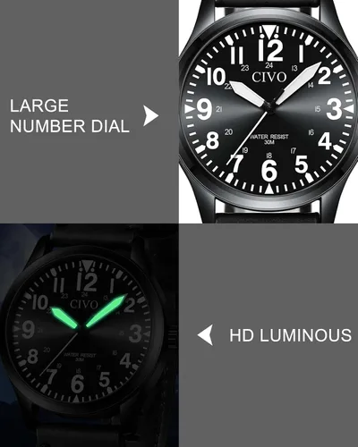 Vista 2 de CIVO Military Watch for Men Waterproof: Analog Mens Watches Classic- Field Wrist Watches for Man
