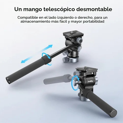 Vista 8 de SMALLRIG Trípode de Video de Viaje de 160 cm, Trípode de Fibra de Carbono con Cabeza Fluida de Liberación Rápida, Base de Nivelación y Columna