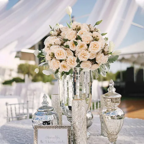 Vista 4 de Flores artificiales de seda, ramo de peonías sintéticas beige, 4 paquetes de arreglos florales para decoración de casa de campo, centro de mesa
