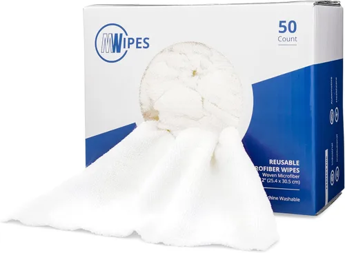 Vista 9 de Toallas de microfibra negras Trapos reutilizables de MWipes 50 trapos en una caja Superabsorbentes, lavables a máquina cientos de veces