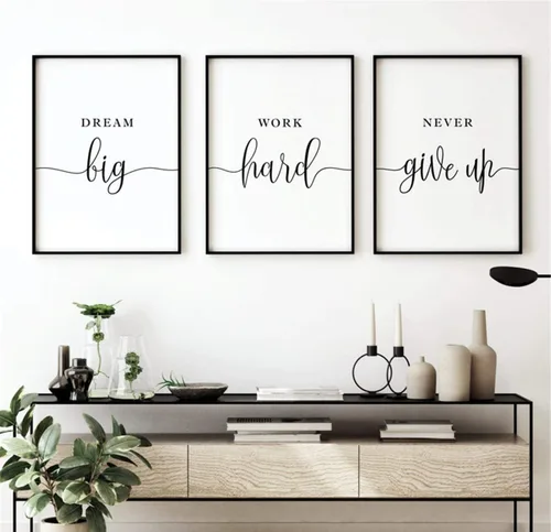 Vista 29 de NATVVA Pósteres de lienzo blanco y negro con texto en inglés "Eat Pray Love", impresiones artísticas de 3 piezas con marco interior de madera