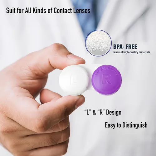 Vista 3 de Paquete de 12 fundas para lentes de contacto, estuche de contacto portátil para viajes al aire libre, hogar, oficina, dormitorio y uso diario, 12
