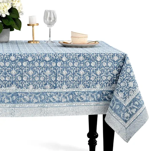 Vista 22 de CPC - Mantel cuadrado 100% algodón, 60 x 60 pulgadas, estampado de bloques indios, mantel para bodas, primavera/verano, barbacoa, verde ágata