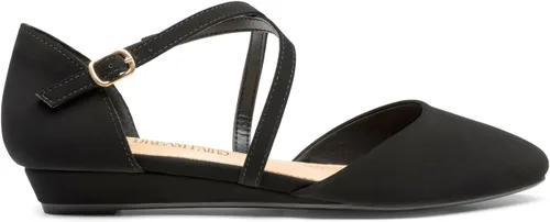 Vista 3 de DREAM PAIRS Zapatos planos de tacón bajo con correa de tobillo y punta puntiaguda para mujer, zapatos de vestir cómodos y casuales para negocios