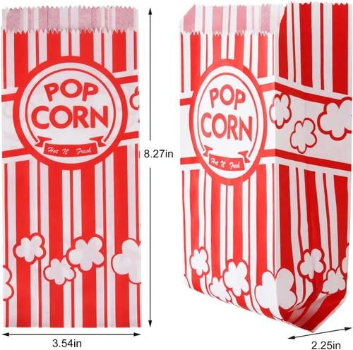 Vista 2 de 100 bolsas de papel para palomitas de maíz para fiestas, 1 onza, pequeñas porciones individuales vintage, contenedor de palomitas de maíz, bolsas
