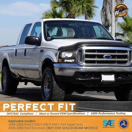 Vista 3 de WEELMOTO Conjunto de faros con bombillas para Ford Super Duty F250 F350 F450 F550 99-04, para Ford Excursion 00-04 con luz de señal de parachoques