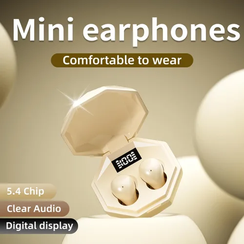 Vista 7 de Mini auriculares Bluetooth invisibles, pequeños y discretos para dormir de lado, auriculares ocultos con pantalla LED para orejas pequeñas, dormir