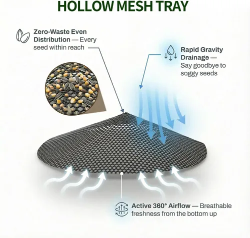 Vista 3 de Solution4Patio - Comedero para pájaros para exteriores, comedero tipo gazebo hexagonal de cedro de Estados Unidos con bandeja de malla ventilada