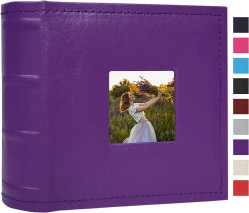 Vista 22 de Álbum de fotos pequeño de 4 x 6 pulgadas, 100 bolsillos con espacio de escritura, cubierta de cuero, libro de fotos con capacidad para fotos de 4 x