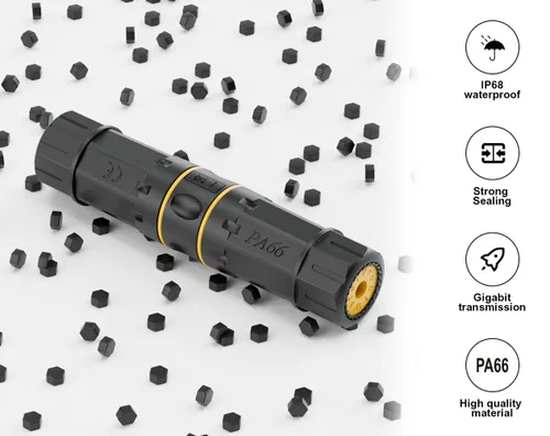 Vista 4 de FGB Acoplador RJ45 impermeable Cat7 de 10 Gbps, conector Ethernet impermeable blindado IP68, hembra a hembra, acoplador Ethernet resistente a
