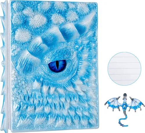 Vista 18 de Diario 3D en relieve de ojo de dragón en relieve, cuaderno grabado de resina, cuaderno Dnd para los amantes de los dragones, papel en blanco, bloc