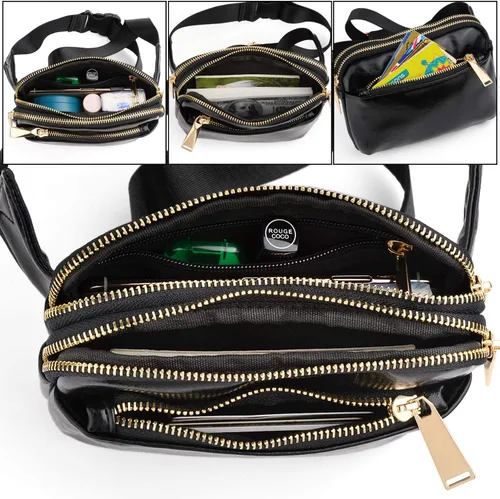 Vista 3 de Riñonera UTO para mujer, de moda, bandolera, bolsa de cinturón, bolsa de pecho, riñonera de cintura, riñonera de cadera, para compras al aire libre