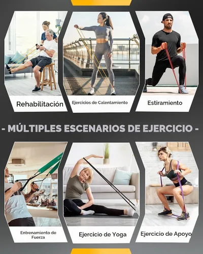 Vista 4 de Bandas de resistencia de Equipro, bandas de ejercicio, bandas de resistencia para entrenar con asas y anclaje de puerta, bandas de entrenamiento
