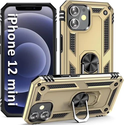 Vista 10 de ADDIT i Phone 12 Mini - Funda para iPhone 12 Mini, con anillo de soporte, soporte ajustable, grado militar, protección resistente, a prueba