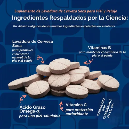Vista 5 de NaturVet – Fórmula de Levadura Seca de Cervecero con Sabor a Ajo – Más Omegas Rico en Ácidos Grasos Omega-3, 6 y 9 Fortificado con B1, B2