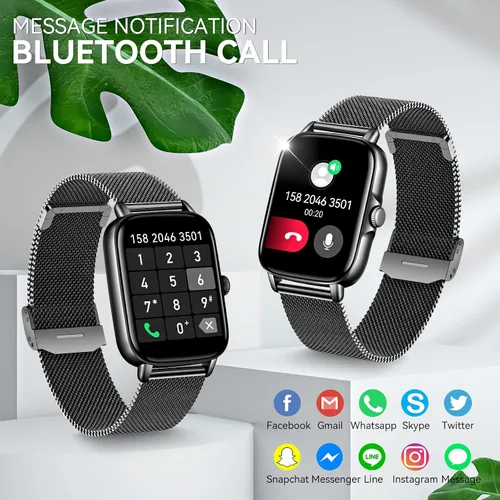 Vista 2 de Reloj inteligente para hombre (recepción de llamadas/marcación) 1.69 pulgadas HD Bluetooth Sports Fitness Tracker Watch con frecuencia cardíaca